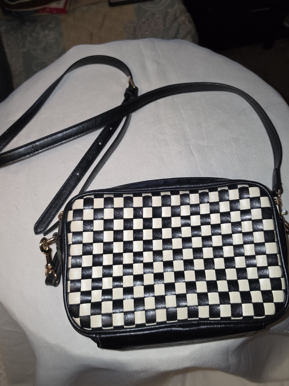 Universal Thread Black & White Woven Crossbody Bag